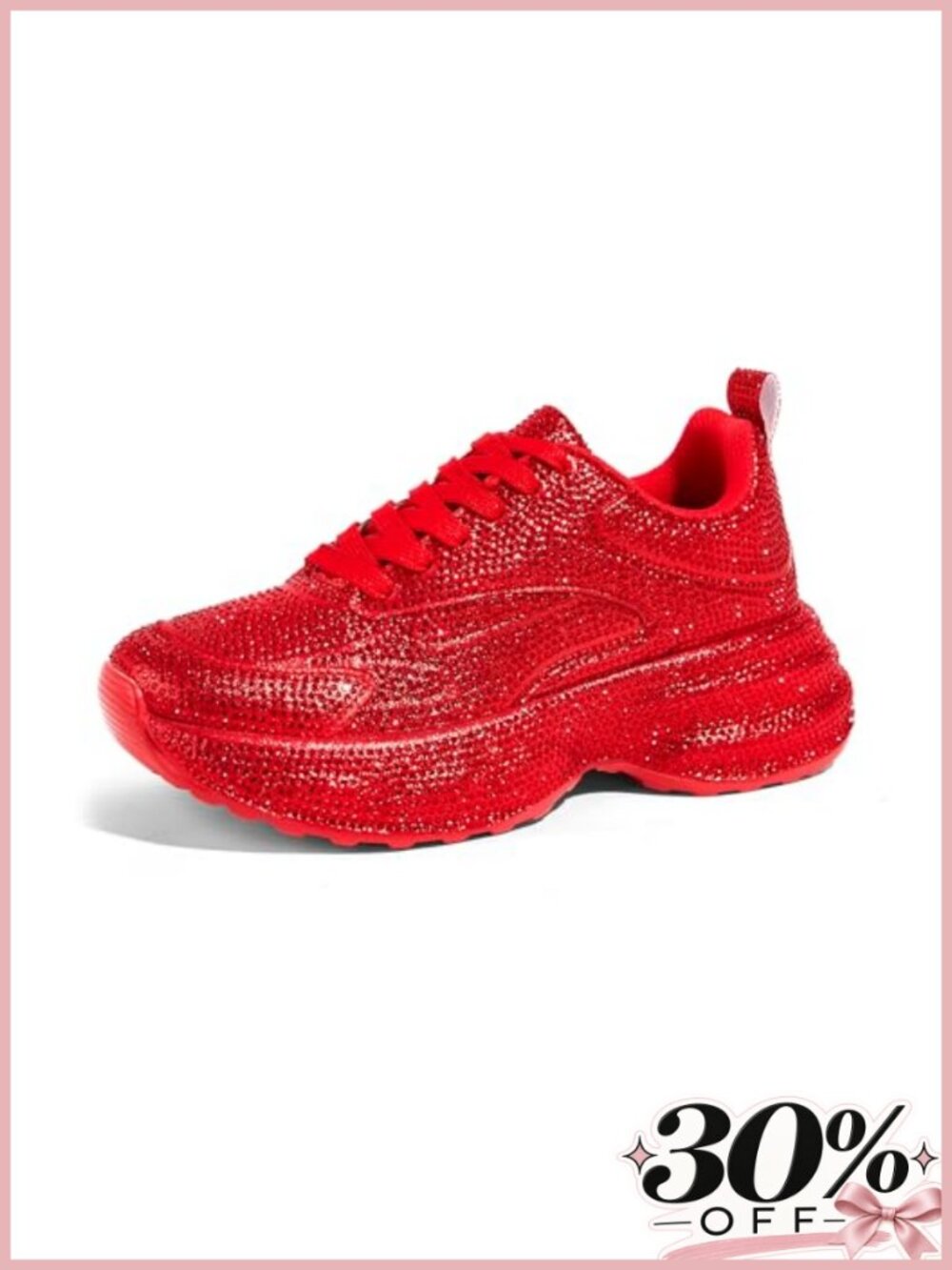 Rhinestone Chunky Sneakers Sparkly Fashion Shoes